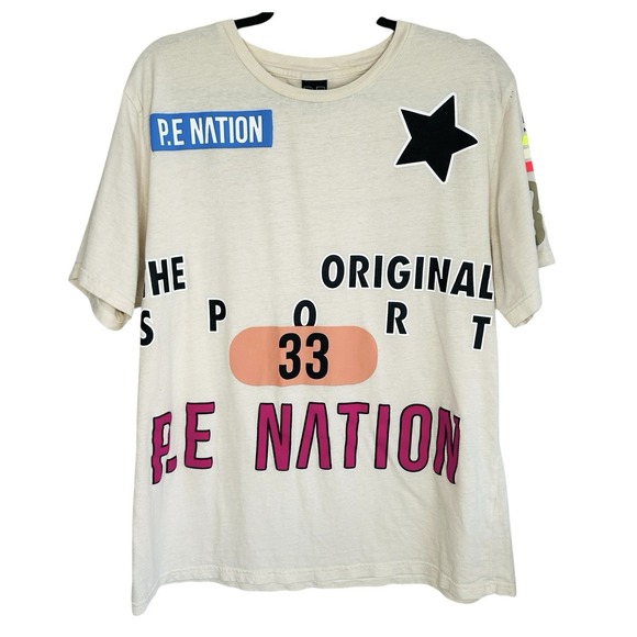 P.E Nation Eastbrook T-Shirt Womens Large Graphic Streetwear Athleisure Grunge - Picture 1 of 12
